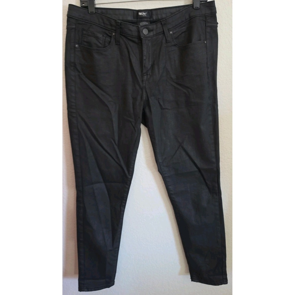 Mossimo Womens Jeans 12/31R Med Rise Skinny Black Wash Super Stretch EUC